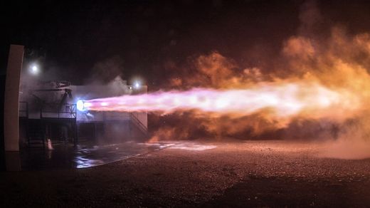 Raptor engine static fire at night